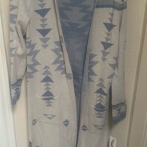 Jessica Simpson Cream and Blue Geometric Cardigan